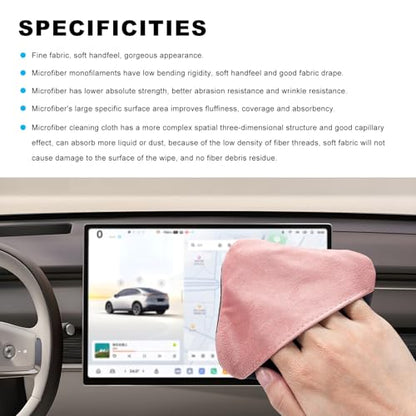 Ohleats 2 PCS Car Screen Cleaner, Microfiber Auto Screen Cleaning Pad, Foldable Touch Screen Cleaner Cloth for Vehicle Dashboard LCD Display, Car Cleaning Kits (Pink+Blue) - color: Pink+blue
