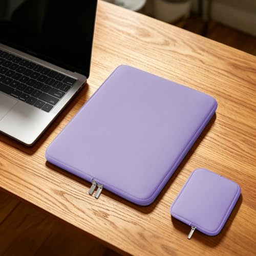 RAINYEAR 13 Inch Laptop Sleeve Case with Accessories Pouch, Compatible with 13.3" MacBook Air/Pro M1 M2 M3 M4 M5 A3449 A3240 A3113 A2681 A2338 (Purple) - color: Purple, size: 13"