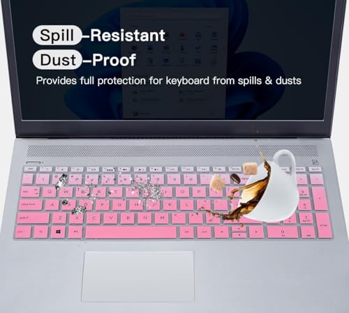 Keyboard Cover for HP Laptop 15-db 15-dw 15-dy 15-da 15-bs/bw 15-ef 15t 15z 15.6" Model 15-db0011dx 15-dy1043dx/dy1051wm 15-dw0037wm/dw1083wm 15-ef1001ds, HP 17-by/bs/ca 17.3 Keyboard Skin, Ombre Pink - color: Ombre Pink