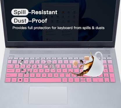 Keyboard Cover for HP Laptop 15-db 15-dw 15-dy 15-da 15-bs/bw 15-ef 15t 15z 15.6" Model 15-db0011dx 15-dy1043dx/dy1051wm 15-dw0037wm/dw1083wm 15-ef1001ds, HP 17-by/bs/ca 17.3 Keyboard Skin, Ombre Pink - color: Ombre Pink