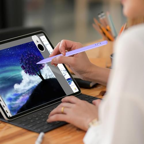 Stylus Pen for Android Tablet, Tablet Pencil for iOS/Android,Rechargeable Active Stylus Pen for iPhone/Samsung/XiaoMi/Huawei/Vivo/Lenovo and Other Android Smartphones and Tablet-Purple - color: Purple