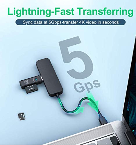 USB Hub 4 Port, USB 3.0 Hub 5Gbps Data Transfer, Ultra-Slim USB Splitter Port Expander for Laptop, MacBook, PC, PS5, Keyboard, Mouse – Plug and Play, No Driver Needed