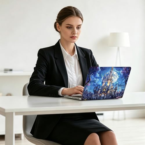 Universal Laptop Skin Decal, 3-Piece Vinyl Protector for 12 13 14 15.6" Notebook, Waterproof Anti-Scratch, Easy Trim & Bubble-Free Finish, Castle in Moonlight Surrounded - color: Castle in Moonlight Surrounded