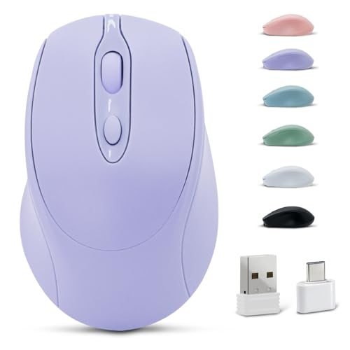 Bluetooth Mouse,Rechargeable Wireless for Laptop/iPad/MacBook Pro/Air, Silent Mouse Portable Slim for Surface Pro/PC/Lenovo/Samsung Tablet (Purple) - color: Purple