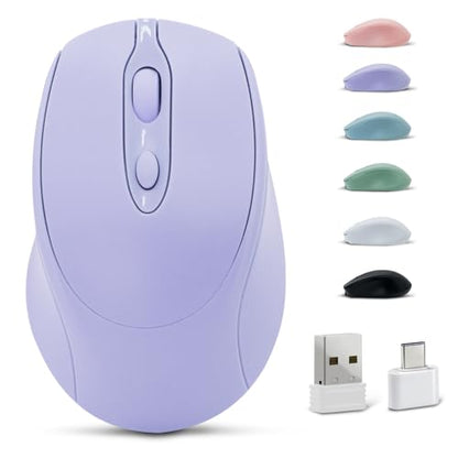 Bluetooth Mouse,Rechargeable Wireless for Laptop/iPad/MacBook Pro/Air, Silent Mouse Portable Slim for Surface Pro/PC/Lenovo/Samsung Tablet (Purple) - color: Purple