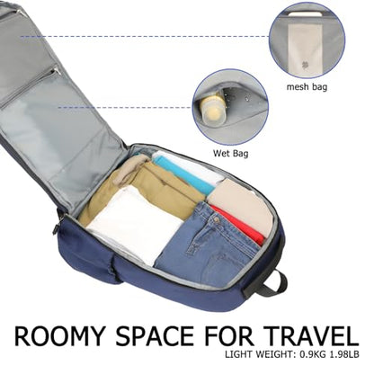 Goloni Airline Approved Travel Backpack 35L - Under Seat Carry On, Water Resistant 15.6 Inch Laptop Compartment for Men Women Work Travel,Blue - color: Blue