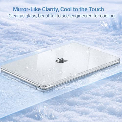 MOSISO Compatible with MacBook Air 13 inch Case M5 M4 M3 M2 2026-2022 | 4 in 1 Kit Bling Sparkly Hard Shell for MacBook Air 13.6 inch Case, Glitter Cover, A3449 A3240 A3113 A2681, Clear - color: Clear