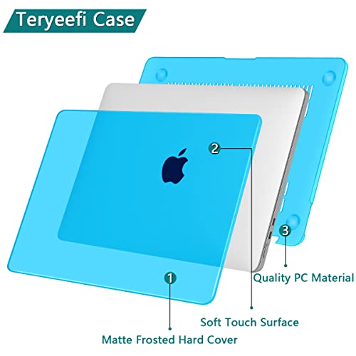 Teryeefi MacBook Air 13.6 Inch Case 2022 2023 2024 2025 2026 Model: A2681/A3113/A3240/A3449 with M2 M3 M4 M5 Chip, Hard Shell Cover with Keyboard Cover & USB 3.0 Adapter, Crystal Blue - color: Crystal Blue