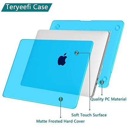 Teryeefi MacBook Air 13.6 Inch Case 2022 2023 2024 2025 2026 Model: A2681/A3113/A3240/A3449 with M2 M3 M4 M5 Chip, Hard Shell Cover with Keyboard Cover & USB 3.0 Adapter, Crystal Blue - color: Crystal Blue