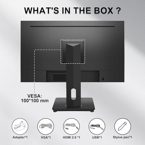 FYHXele 27 Inch Touchscreen Monitor, IPS FHD 1080P Touch PC Display, 75Hz, LED Backlit Multi-Touch Monitor, VESA, HDMI & VGA & USB Computer Touch Screen for Gaming, Business, Warehouse, Bar, Gym - color: Black-27"