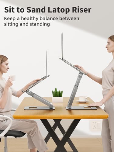tounee Laptop Stand for Desk Adjustable Height, Telescopic Computer Stand with Pull Out Design Ergonomic Laptop Riser Fits All Laptops 10-17"-Silver - color: Silver