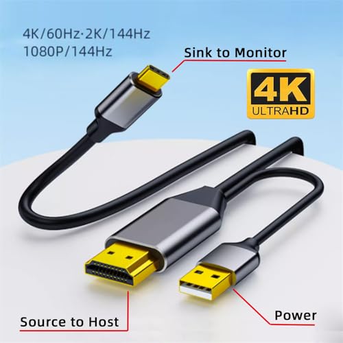 cablecc Reversible 4k@60hz HDMI 1.4 Source Male to USB 3.1 Type C USB-C Displays Male HDTV Cable for Laptop Monitor 1.8m - style: HDMI to USB-C