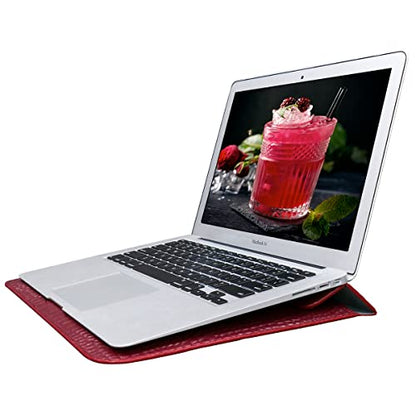 PU Leather Flap Style Case Bags Laptop Sleeve for 2023-2026 MacBook Air 15 inch M5 M4 M3 M2 A3448 A3241 A3114 A2941 Notebook Bag for Mac Pro 16 M1 A2485 2019-2026 A3428,Pro 15 2012-2019, Red - color: Red