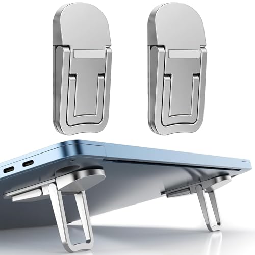 Adjustable Laptop Stand Foldable Portable Heat Sink Design Raised Base Angle Elevation Compact for Office Travel Home Desk, Silvery - color: Silvery