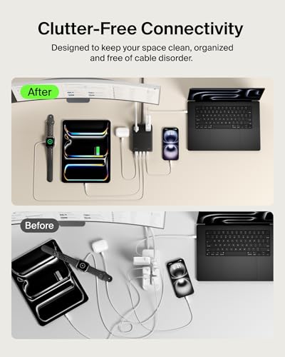 Belkin 2-Outlet GaN Charging Station 140W USB-C Charger, 2 AC Outlet, 3 USB-C Ports, 1 USB-A Port, Power Strip & Plug Extension Outlet for iPhone, Apple Watch, iPad, MacBook, Chromebook, Galaxy, Pixel - style: 140W, 2 AC Outlet