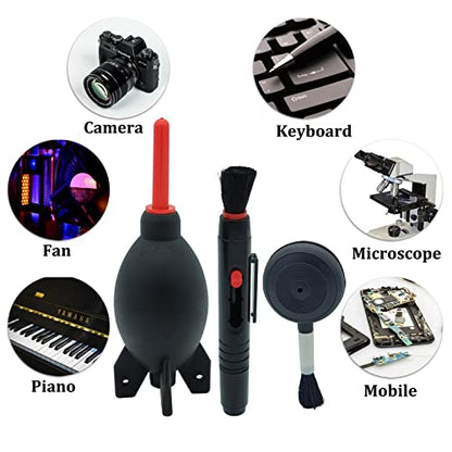Lens Cleaning Kit Contains Rubber Rocket Air Blower Duster & Cleaning Pen | Equipped with air blowers and double-ended cleaning pen, removes dust & smudges for lenses, telescopes and digital screens