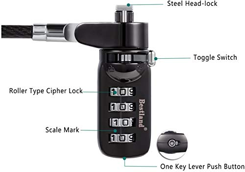 Security Cable Computer Laptop Notebook Locks for HP Laptops, Lenovo, Asus, Acer Laptops and Other Devices