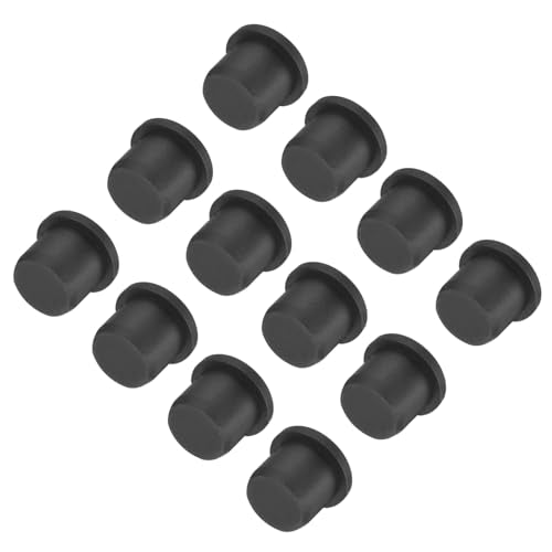 uxcell High Temp Silicone Plug Mount Dia 12.5mm/0.49 inch t Shaped Rubber Stopper Hole Plugs for Powder Coating Plating Waterproof Plugs Sealing Plugs Black Pack of 12(OD 15.5mm) - size: 12.5x15.5mm