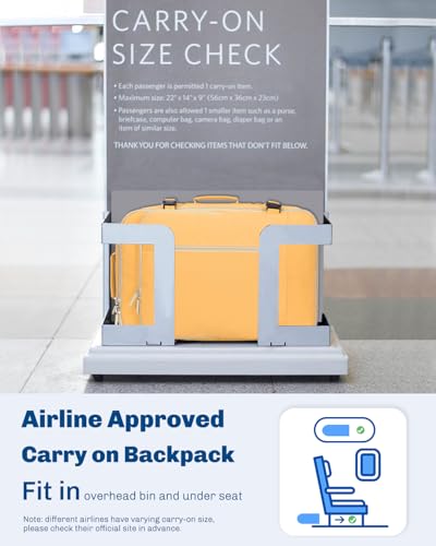 Carry on Backpack 38L Large Travel Backpack for Women Flight Approved Weekender Bag Laptop Backpack Men 15 inches Yellow - color: Yellow