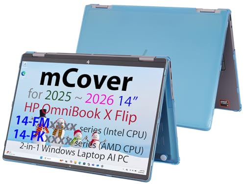 mCover Hard Case ONLY Compatible for 2025+ 14" HP OmniBook X Flip 14-FMxxxx 14-FKxxxx 2-in-1 (with 360° Hinge) Windows Laptop (NOT Fitting Any Other HP Models)- Aqua - color: Aqua