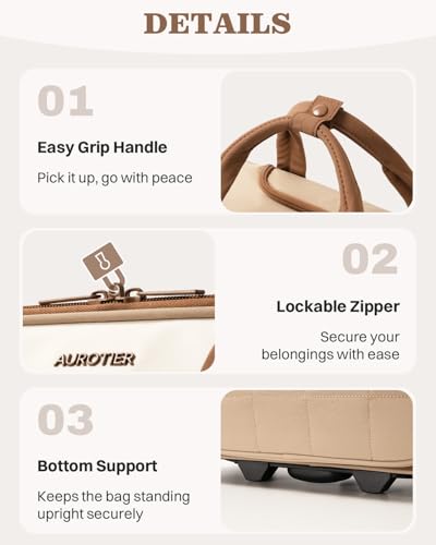 AUROTIER Rolling Puffer Laptop Bag, Rolling Briefcase for Women, Wheeled 16 Inch Computer Bag, Water Resistant Stylish Overnight Underseat Carry On Luggage with Wheels for Work Travel Business, Khaki - color: Khaki