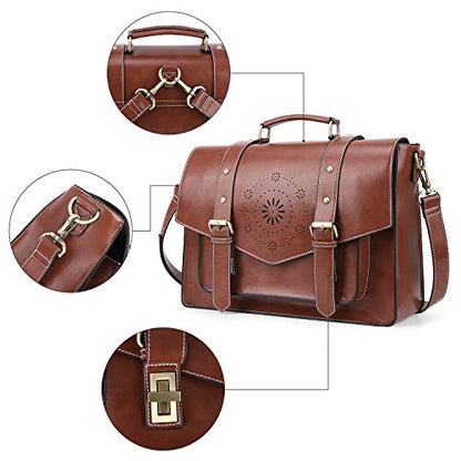 ECOSUSI Backpack for Women Briefcase Messenger Laptop Bag Vegan Leather Satchel Work Bags Fits 15.6 inch Laptops, Coffee - color: 1-coffee-l