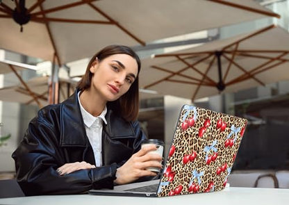 DONGKE for MacBook Air 13 Inch Case M5 2026 M4 2025 M3 M2 2024-2022 A3449 A3240 A3113 A2681, Plastic Hard Shell & Keyboard Cover & Screen Film for MacBook Air 13.6 Inch Case - Leopard Cherry - color: Leopard Cherry