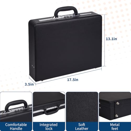 Garvee Briefcases for Men, Professional Leather Briefcase | Integrated Lock, Hard Side, Expandable Attache Case, 15.6" Laptop, Work Office Travel - color: Black