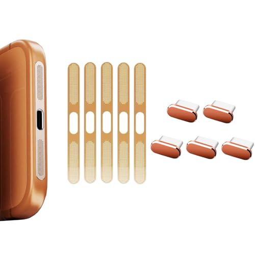 5 Pack Orange USB C Type C Charging Port Plug Caps, 5 Pack Speaker Dust Covers for iPhone 17 Pro, Cosmic Orange - color: Cosmic Orange (Speaker Covers + USB Plug), size: iPhone 17 Pro