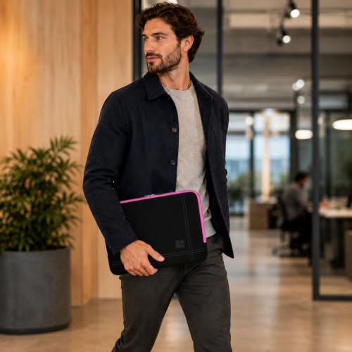 13 Inch Laptop Sleeve Neoprene Padded Case for Work and Commute - Pink - color: Pink