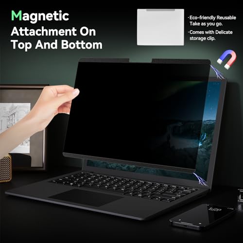 Magnetic 13.5 Inch Surface Laptop Privacy Screen for Microsoft Surface Laptop 5/4/3/2/1, Removable Film Anti-Spy Filter Black Security Protector, Anti Glare Blue Light Shield Matte Screen Guard