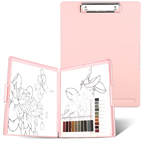 SFLHHDM Clipboards with Storage, Storage Clipboard with Low Profile Clip, A4 Binder Clipboard Folder, Waterproof Nursing Clipboard, Smooth Writing Clip Board Office Supplies (Side Opening-Pink) - color: Side Opening-pink