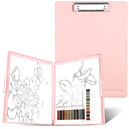 SFLHHDM Clipboards with Storage, Storage Clipboard with Low Profile Clip, A4 Binder Clipboard Folder, Waterproof Nursing Clipboard, Smooth Writing Clip Board Office Supplies (Side Opening-Pink) - color: Side Opening-pink