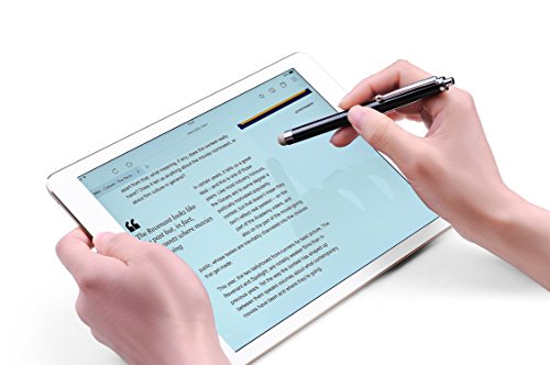 Stylus, 4 Pcs 5.0 Inch Mesh Fiber Tip Stylus Pens for Touch Screen, Compatible with iPad, iPhone, Kindle Fire, 4 Extra Replaceable Hybrid Fiber Tips (White, Black, Silver, Blue) - color: 5.0 inches-4pcs