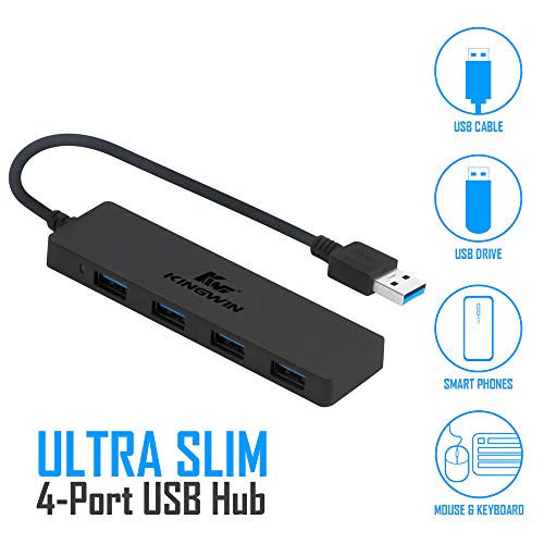 Kingwin USB Hub 4 Port USB 3.0 Data Hub for Mobile SSD, MacBook, Mac Pro/ Mini, iMac, Chromebook, Surface Pro, USB Flash Drives, Notebook PC, XPS, and More [Ultra Slim] - style: USB 3.0