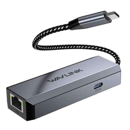WAVLINK USB-C to Ethernet Adapter with 95W PD - 5Gbps High-Speed | Driver-free Type-C to RJ45 Ethernet LAN Network Adapter Thunderbolt 5/4/3 Compatible for MacBook Pro/Air, iPad Pro, Dell XPS
