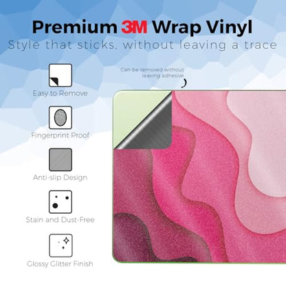 Glossy Glitter Laptop Skin Compatible with Apple MacBook Neo - Papercraft Magenta - Premium 3M Vinyl Protective Wrap Decal Cover - Easy to Apply | Crafted in the USA by MightySkins - color: Papercraft Magenta, size: MacBook Neo Full Cover Skin, style: Glo