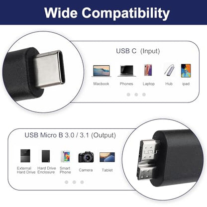 USB C to Micro USB 3.0 Fast Charging Cable 10Gbps High-Speed Sync Data Transfer Cable Cord Compatible with Samsung Galaxy S5 Note 3 Seagate WD Toshiba External Hard Drive Camera, 4FT - size: USB C to Micro USB 3.0-4FT