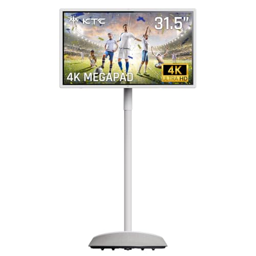 KTC 32" 4K Smart Portable Monitor MEGAPAD, Google EDLA Certified, UHD Touchscreen on Wheels, Speaker & Camera, 16G+256G Storage, Built-in Battery, Full Swivel Rotation, Remote Control, A32Q7 MAX - color: White, size: 32" 4K MEGAPAD
