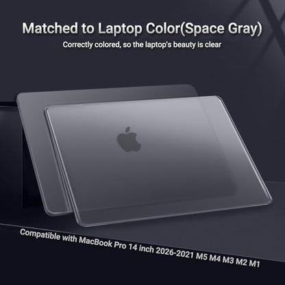 MOSISO Compatible with MacBook Pro 14 inch Case M5 2026 M4 M3 M2 M1 2025-2021, Ultra-Thin Seamlessly Closes Scratches & Fingerprints Resistant Matte Finish Protective Hard Shell Case, Space Gray Clear - color: Space Gray Clear