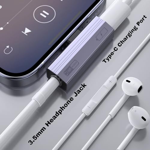 2 Pack USB C to 3.5mm Audio Adapter 2-in-1 HiFi DAC 100W PD Fast Charging Headphone Jack Widely Compatible for iPhone 15/15 Pro, iPad Pro, Samsung Galaxy, Gaming, Car Aux Gray