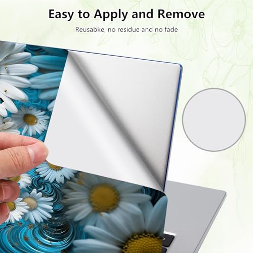 Laptop Skin Sticker Decal, Universal Reusable Vinyl Laptop Cover for 12" 13" 13.3" 14" 15" 15.4" 15.6" Notebook PC, Waterproof Scratch-Resistant with 2 Wrist Pads, Easy to Apply & Remove,Small Daisy - color: Small Daisy