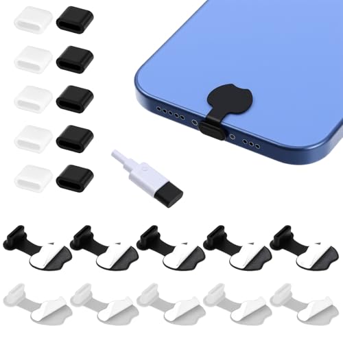 USB-C Dust Plug, 20 Pcs Self-Adhesive Type-C Charging Port Cover, Silicone USB-C Ports Plug Cover Anti-Dust Cap for Phone Charger Port, Compatible with All USB C Devices