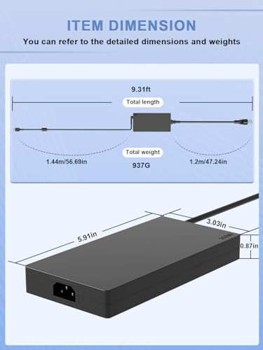 SlSLRIOY 300W Sim Charger Compatible with Lenovo Legion Pro 7 5 5i 7i 16ITHg6 16ACHg6 16ARHA7 16IAX7 16IRX9 Y920 R9000P,LOQ 17IRB8,ThinkPad P73 P72,Yoga Pro 9,IdeaPad Pro 5 Laptop Power Adapter