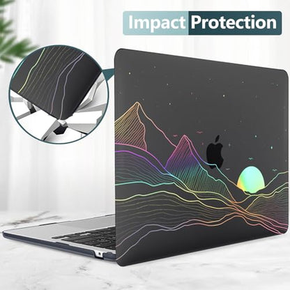 Compatible for MacBook Air 15 inch Case 2026 M5, 2023-2025 M4/M3/M2 A3448 A3241 A3114 A2941, Protective Plastic Hardshell & Keyboard Cover for Mac Air 15 inch Case, Clear Black Sunrise - color: 01 Clear Black Sunrise
