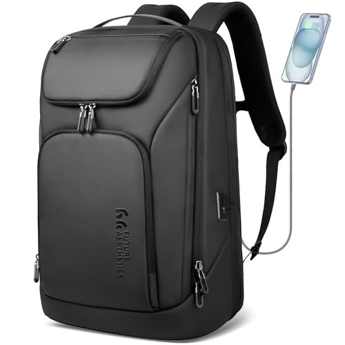 hk Business Smart Backpack for Men Anti-Theft for 17.3 Inch Laptop | with USB Charging Port Water-Resistant Large Durable Compact 30L for Travel College Work - color: Black