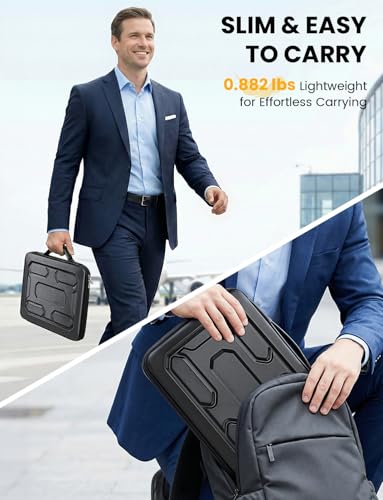 DOMISO Laptop Hard Case 14-14.4 inch Waterproof Shockproof Hard Shell Laptop Sleeve with Handle & Storage Pocket, Compatible with MacBook, HP, Dell, Black - color: Black, size: 14 inch