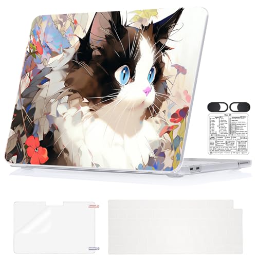 Cute Cat Pattern Case for 2026 MacBook Neo 13 Inch A18 Pro A3404 | Lightweight Scratch-Resistant Hard Shell. 5-in-1 Accessories Kit. Perfect for Students, Campus & Travel. Not for Air / Pro 13 - color: Cat