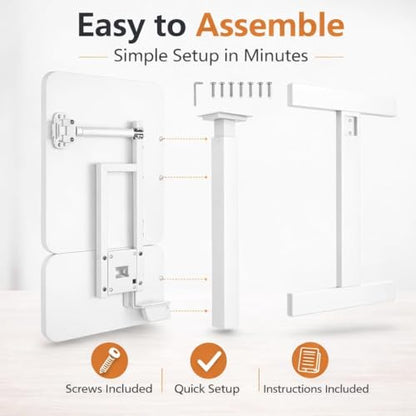 WSA Adjustable Standing Desk with Wheels Pneumatic Height Adjustable Rolling Laptop Desk Tiltable Mobile Computer Workstation Overbed Bedside Table for Home Office Sofa & Hospital Bed (White) - color: White