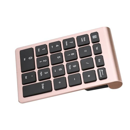 Keenso Number Pad, Wireless Numeric Keypad with Ergonomic Design, 22 Keys Portable Keyboard for Laptop Users, Compatible with and (Pink Gold) - color: Pink Gold